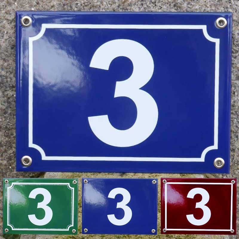 Plaque rectangle émaillée chiffre forme réplique identique numéro de rue