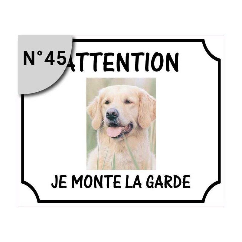 Plaque de chien de taille moyenne Attention je monte la garde