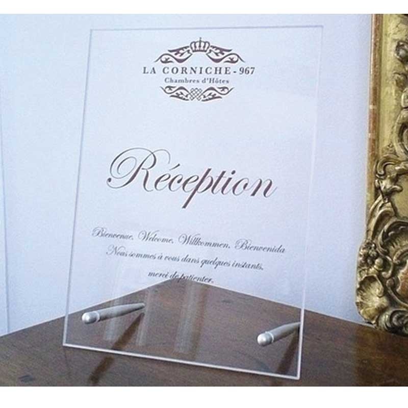 Menu imprimé sur plexi transparent pour hôtel et restaurant - avec logo